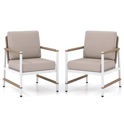 2 PCS Patio Furniture Set Outdoor Aluminum Conversation Set w/ Cushions