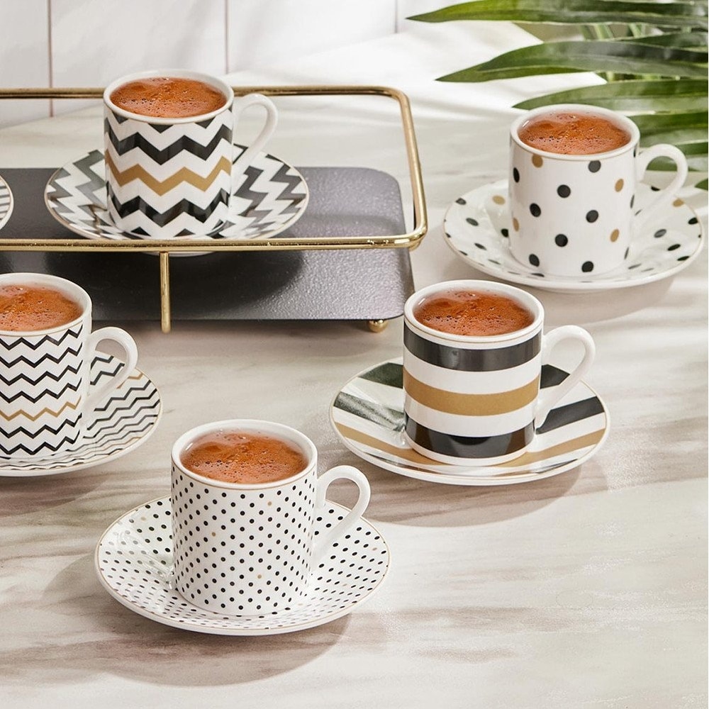 Karaca Globe Turkish Coffee Cups,90 ml Mocha Cups Set for 6 People, 12 –  TrendycollectionB