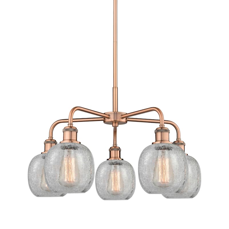 Innovations Lighting 516-5CR-15-24 Belfast Chandelier Belfast 5 Light - Antique Copper / Clear Crackle