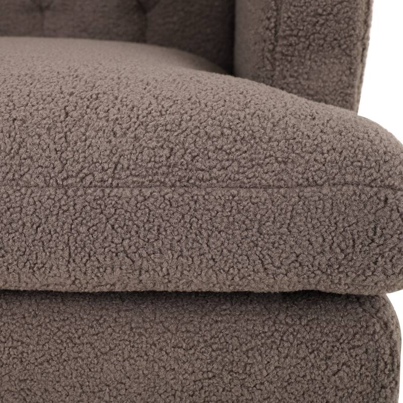 Modern 35.25" Upholstered Arm Chair with Birch Wood Legs amd Tufted Backrest for Living Room