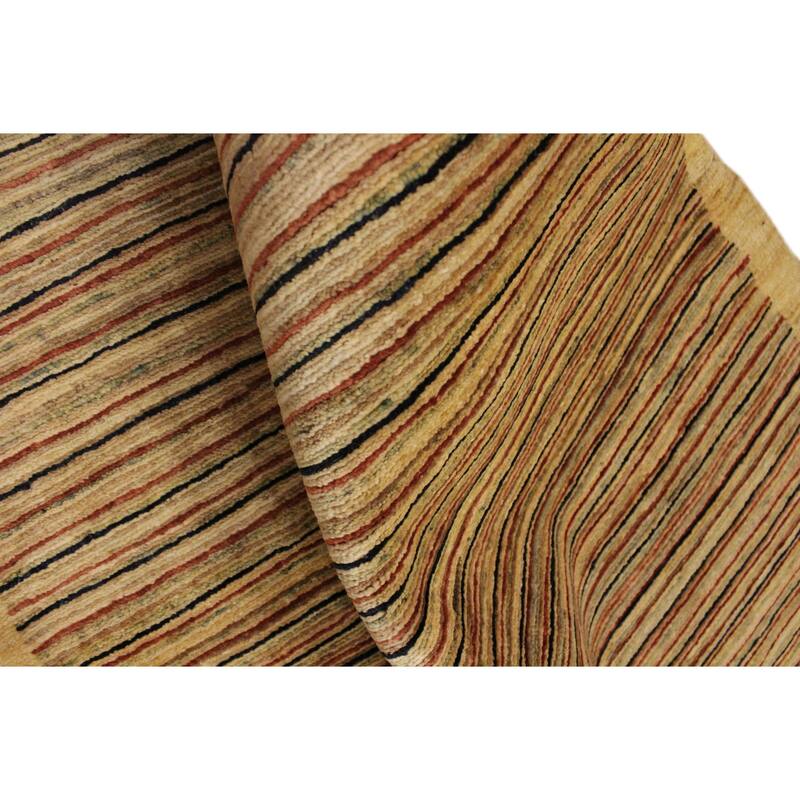 Modern Minimalist Gabbeh Hand Knotted Wool Area Rug