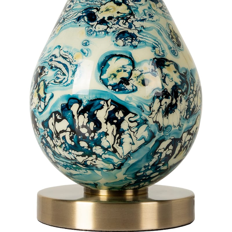 Livabliss Lan Traditional Painted Glass Table Lamp - 33"H x 10"W x 10"D