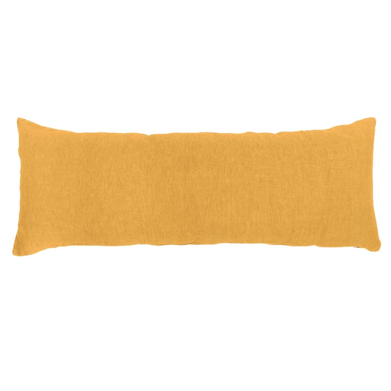 100% French Linen 16" x 44" Lumbar Sham by BOKSER HOME - Pillow Covers - 16" x 44" - Honey