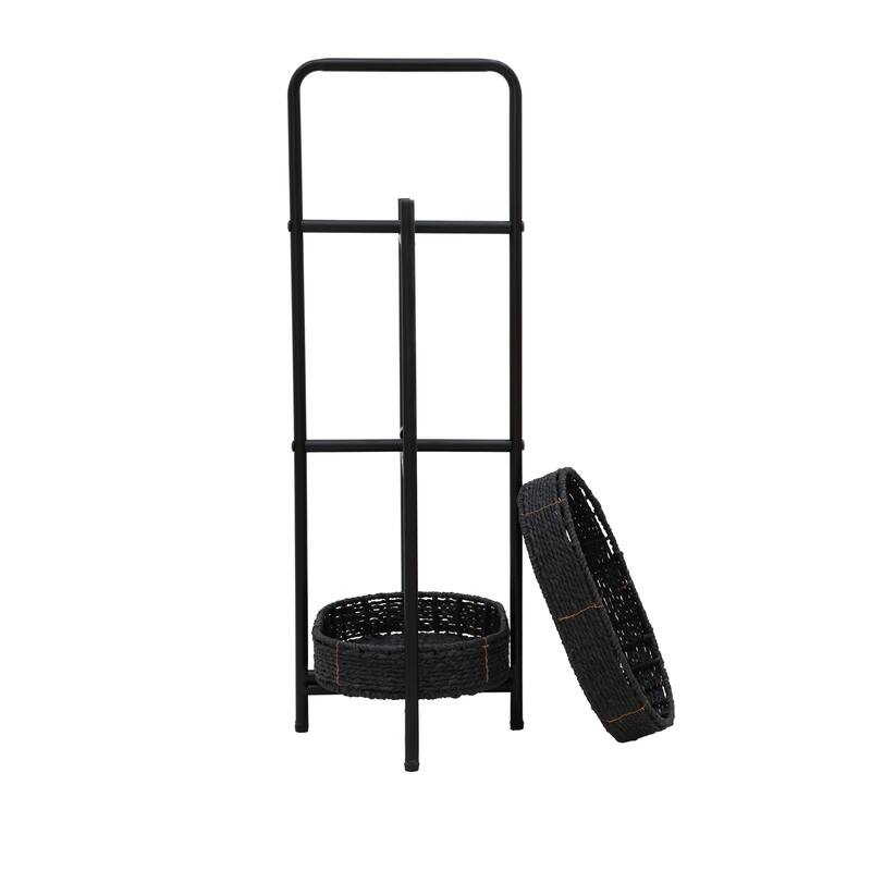 Anmytek 3 Tier Woven Storage Cart Black Organizer for Kitchen Bathroom Living Room