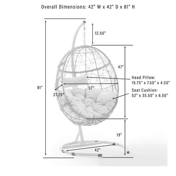 Crosley Cleo Outdoor/ Indoor Wicker Hanging Egg Chair - 42"W x 42"D x 81"H
