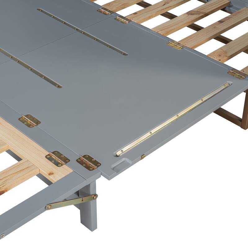 Queen Size Murphy Bed Wall Bed with Iron Legs, Modern Small Room Foldable Bed, Wooden Wall Bed Frame for Home Office