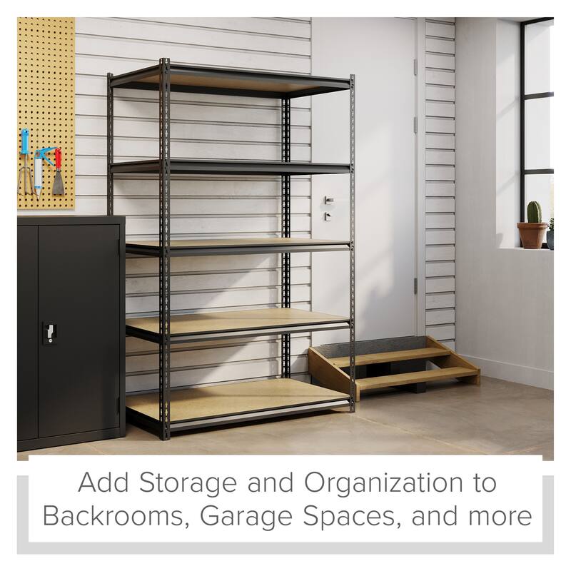 Iron Horse 2300 lb Riveted Shelving, 5-Shelf, 72"Hx48"Wx24"D, Black