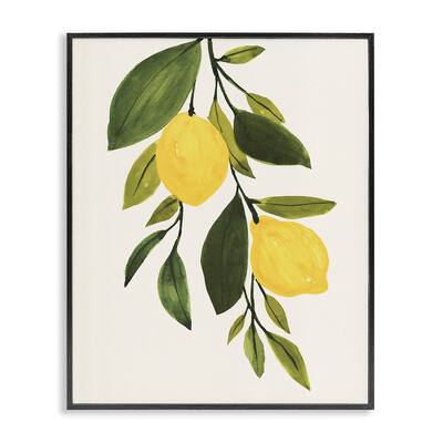 Stupell Simple Yellow Country Lemon Leaf Citrus Fruit Framed Wall Art - Green
