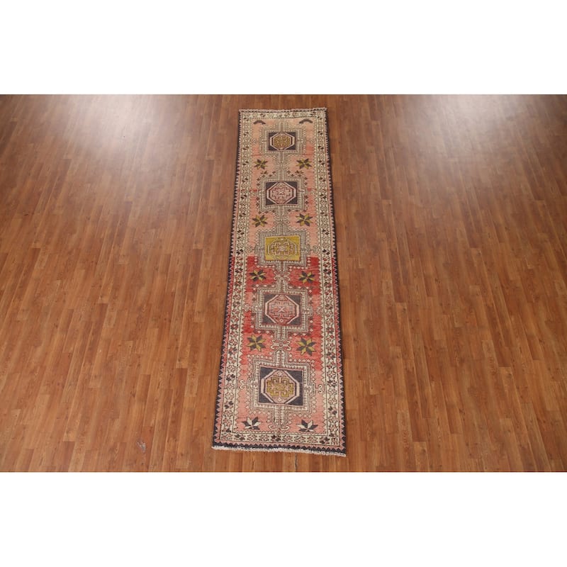 Gharajeh Persian Vintage Runner Rug Hand-knotted Wool Carpet - 2'10"x 10'6"