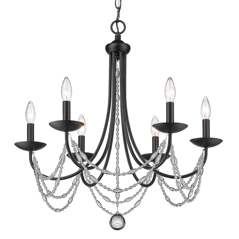 Mirabella 6 Light Chandelier - 25.5"x25.75" - Black