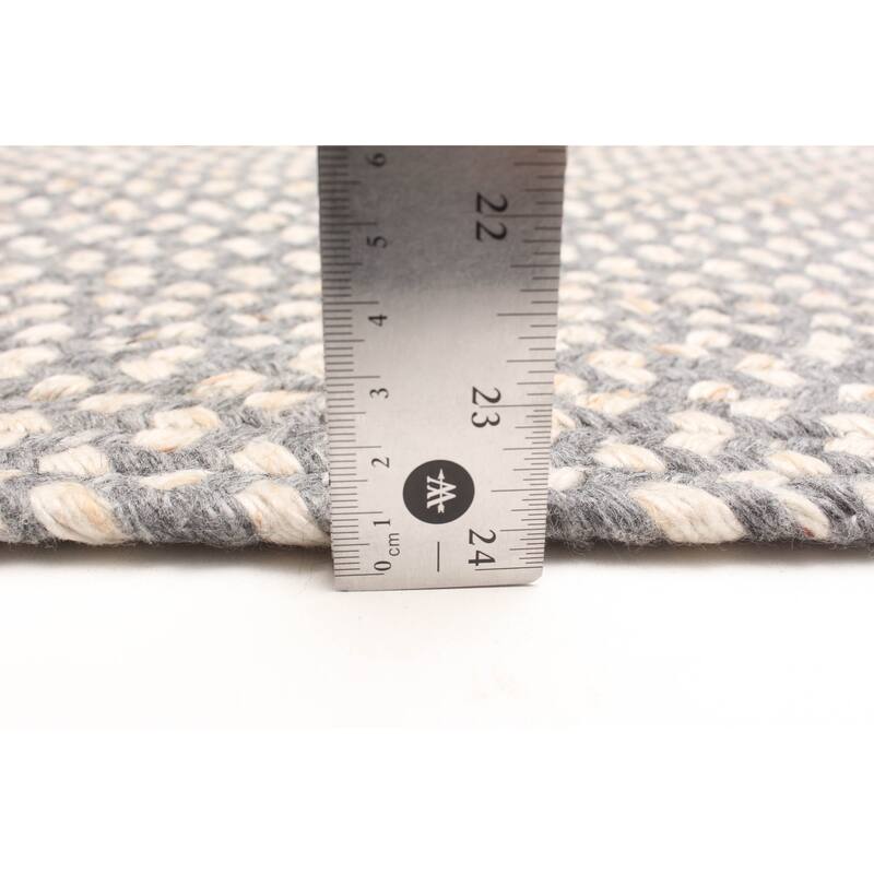 ECARPETGALLERY Braid weave Sienna Grey Wool Rug - 5'3 x 7'5