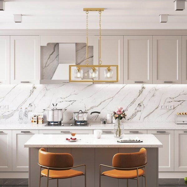 Allegray 3 light Modern Farmhouse Rectangle Chandelier Kitchen Island Pendant with UL Certified Bed Bath Beyond 36646196
