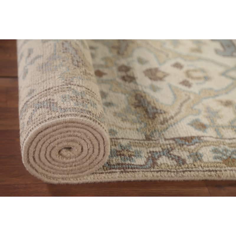 Beige / Ivory Oushak Oriental Runner Rug Handmade Wool Carpet - 2'6"x 11'8"