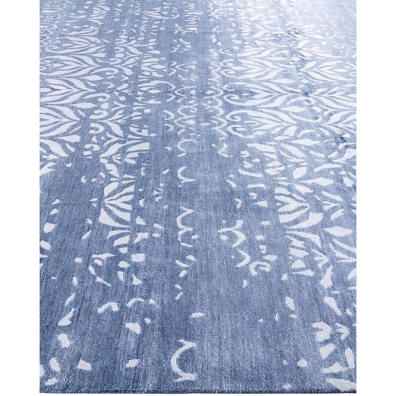 Modern One-of-a-Kind Hand-Knotted Area Rug - Gray, 9' 0" x 12' 1" - 9' 0" x 12' 1"