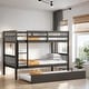preview thumbnail 2 of 10, Stylish & Simple Twin Over Twin Bunk Beds with Trundle, Safety Rail and Ladder, Kids/Teens Bedroom, Split Into 2 Beds, Black