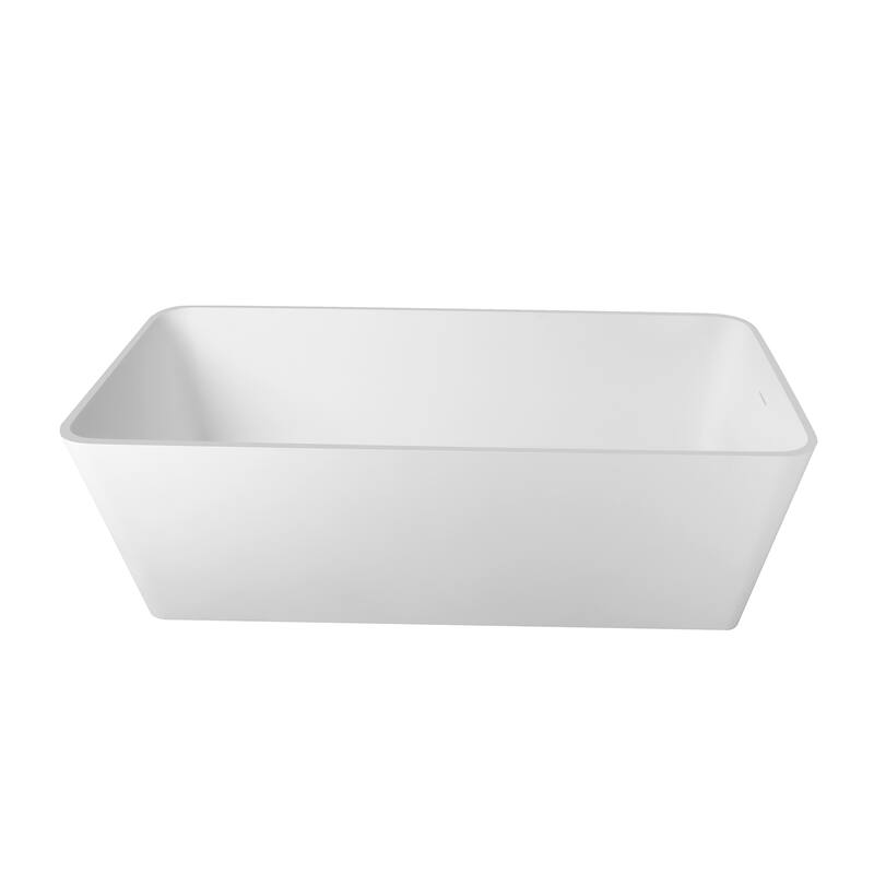 67 Inch Solid Surface Freestanding Soaking Bathtub in Matte White