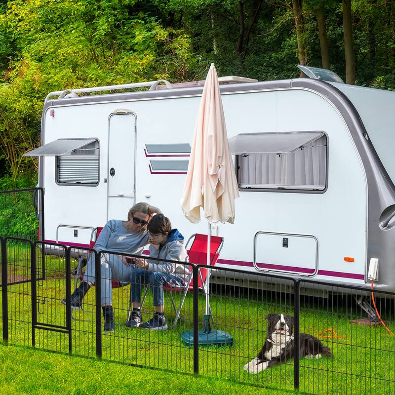 16 Panel Dog Playpen with Lockable Door for Safe Pet Space - 32 inches
