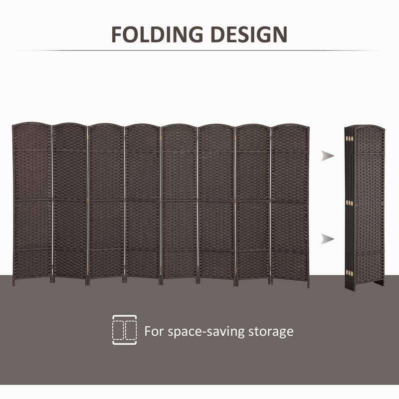 HOMCOM Room Divider, 8 Panel Folding Privacy Screen, 5.6' Tall Freestanding Wall Partition