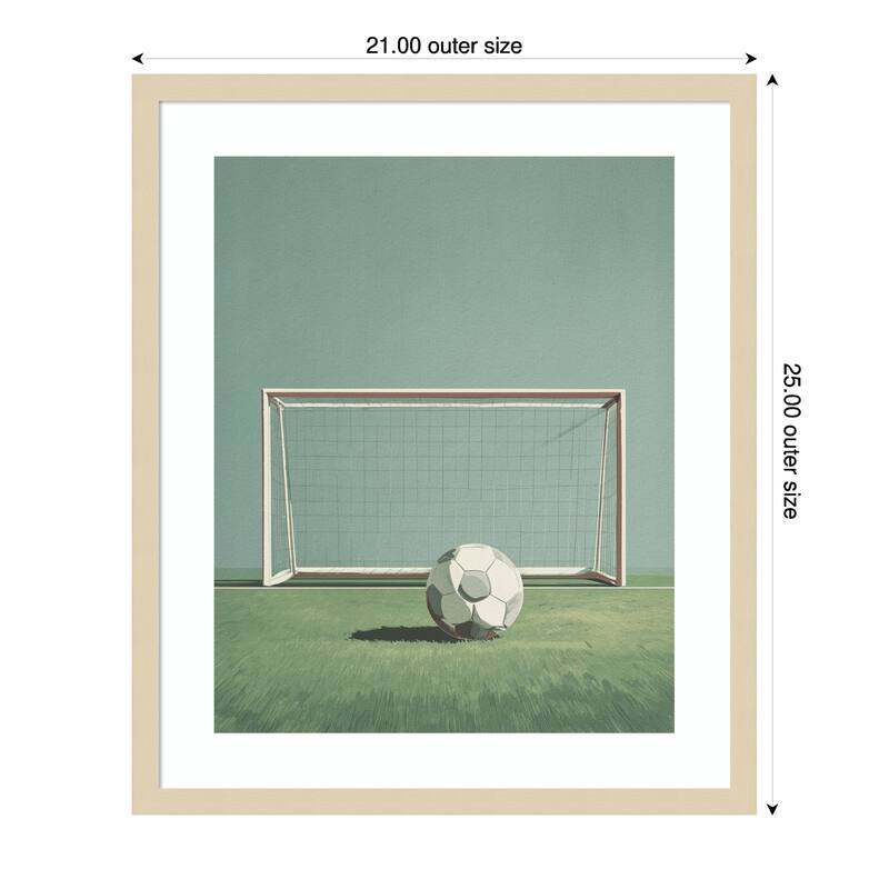 Soccer Goal by Andreas Magnusson Wood Framed Wall Art Print - Natural - 21 x 25 in
