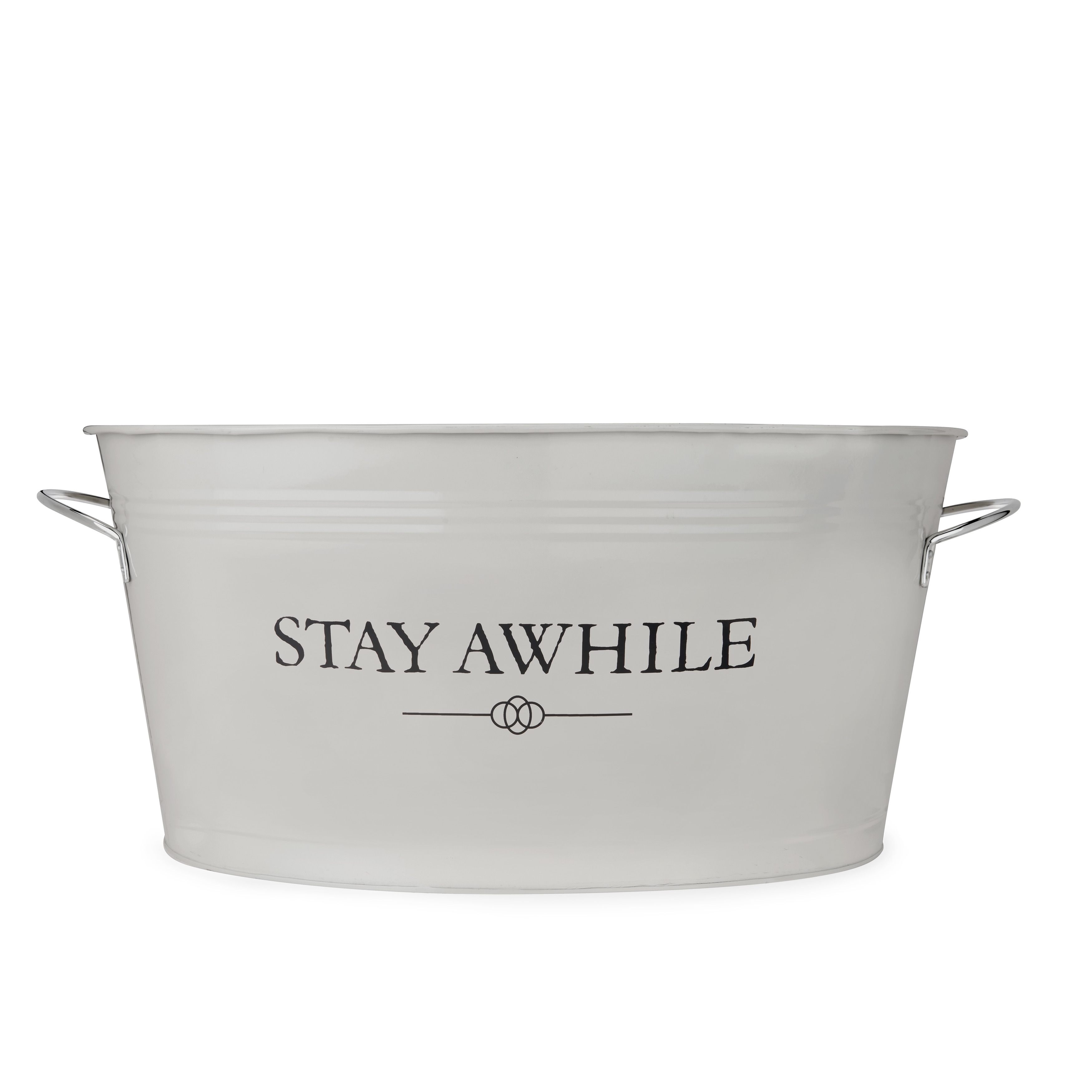 Twine Stay Awhile White Galvanized Ice Bucket and Metal Tub 6.3 Gallon Capacity