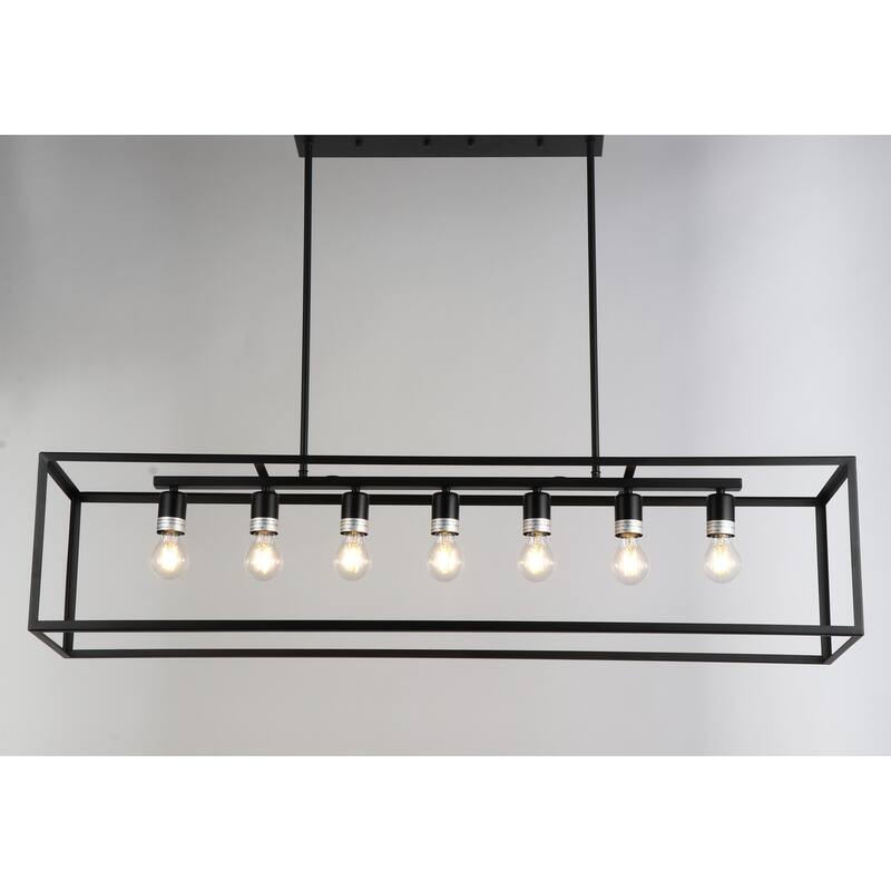 7-Light Pendant Light, Retro Revival Design, Modern Chandelier, Black Finish, Home Accent Lighting - 11