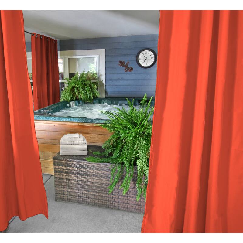 54" x 96" Solid Grommet Semi-Sheer Outdoor Curtain Panel