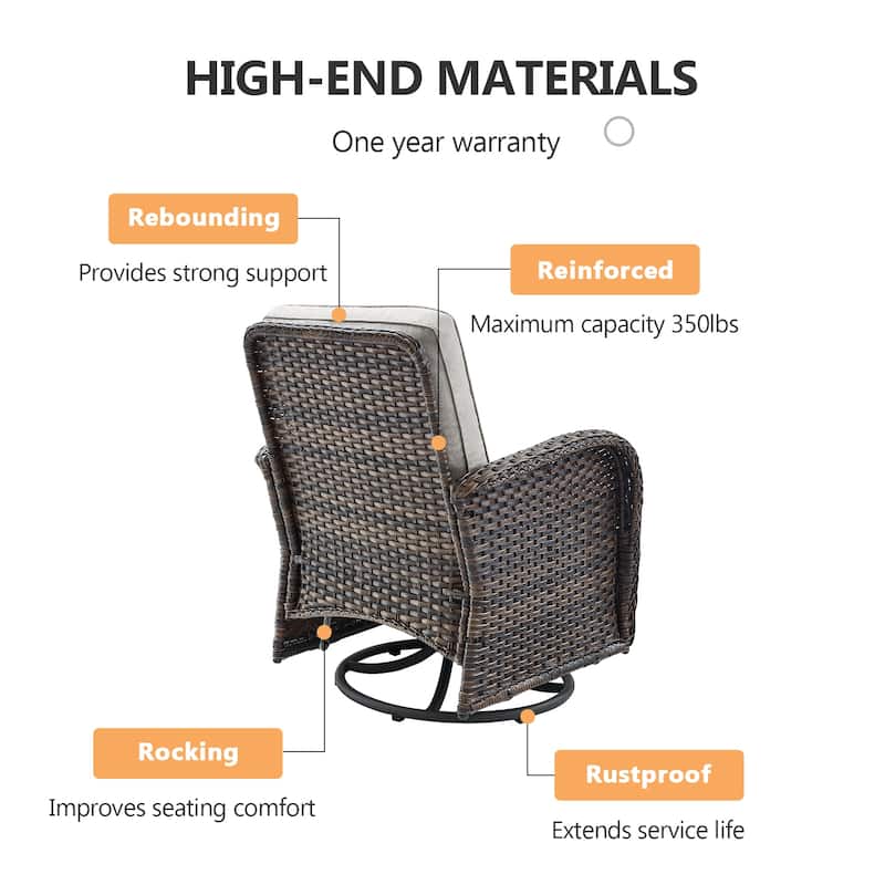 Patio Sofa Loveseat Sofa with Swivel Chairs