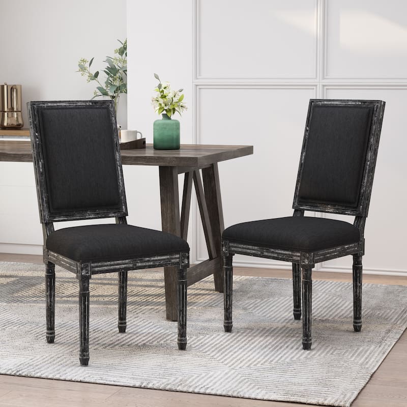 Regina Wood Upholstered Dining Chair by Christopher Knight Home - Grey + Black