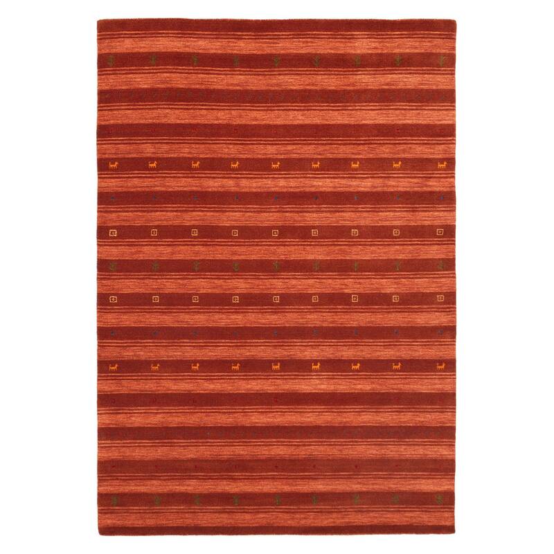 ECARPETGALLERY Hand Loomed Kashkuli Gabbeh Dark Copper Wool Rug - 6'8 x 9'9