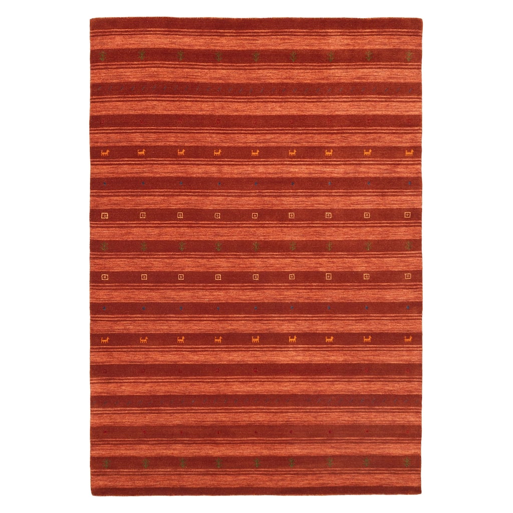 ECARPETGALLERY Hand Loomed Kashkuli Gabbeh Dark Copper Wool Rug - 6'8 x 9'9