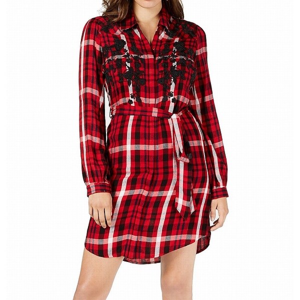red plaid women's dress