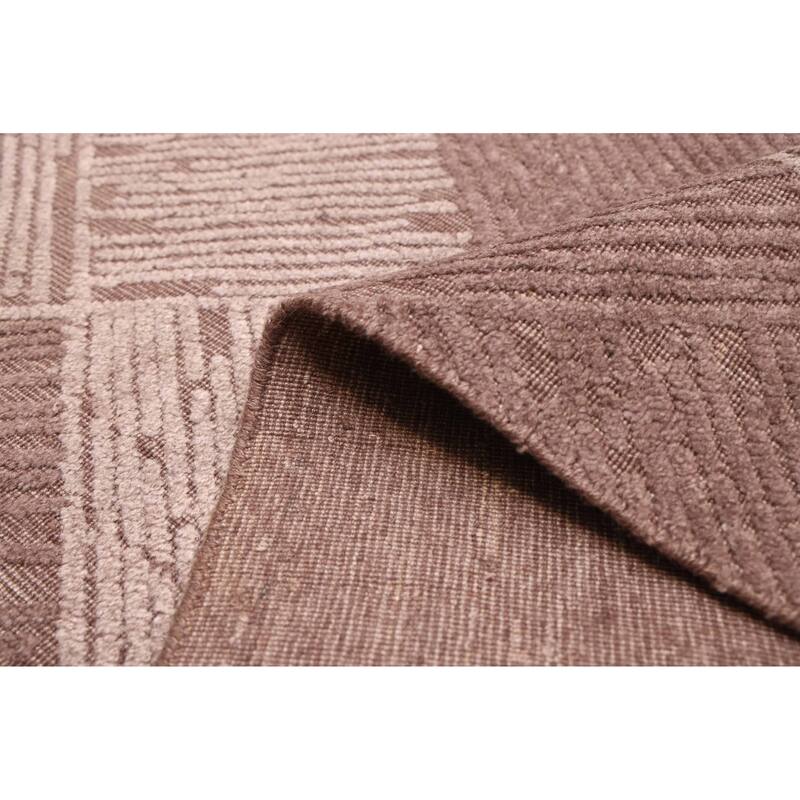 ECARPETGALLERY Hand Loomed Elysian Dark Brown Viscose, Wool Rug - 6'6 x 9'10