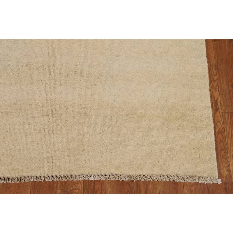 Beige Gabbeh Modern Rug Hand-Knotted Wool Carpet - 3'10"x 5'8"