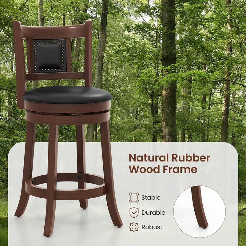 Gymax 25.5'' Swivel Bar Stool Set of 2 Counter Height Bar Stools