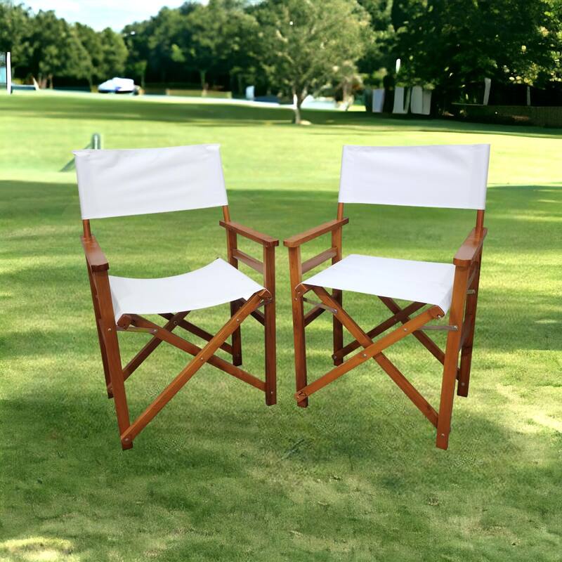 Outdoor Folding Chair Wooden Director Chair (Set of 2) - Natural