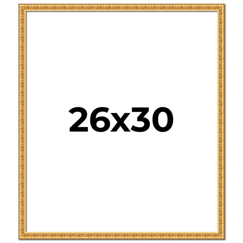 26x30 Frame Gold Real Wood Picture Frame Width 1 inches | Interior