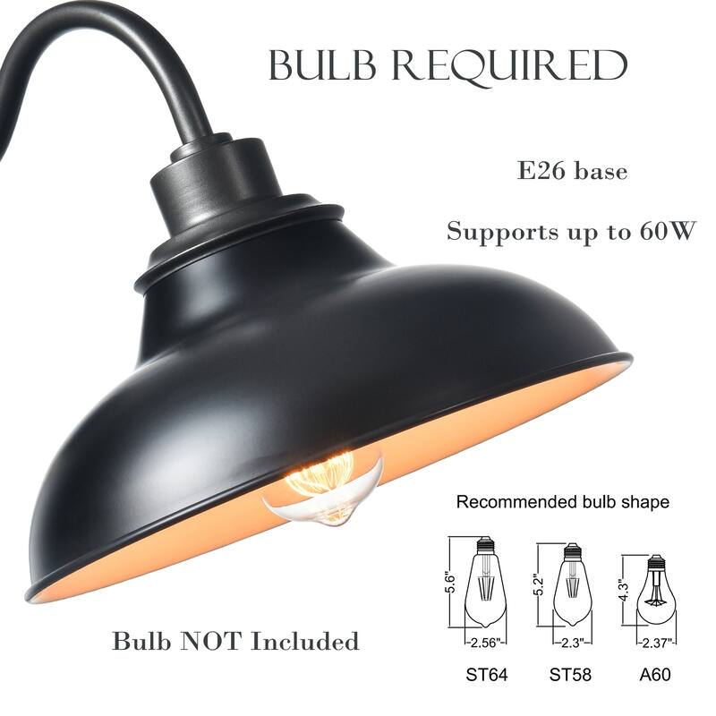 Sanver Black Gooseneck Wall Sconces Farmhouse Barn Light, 1-Light