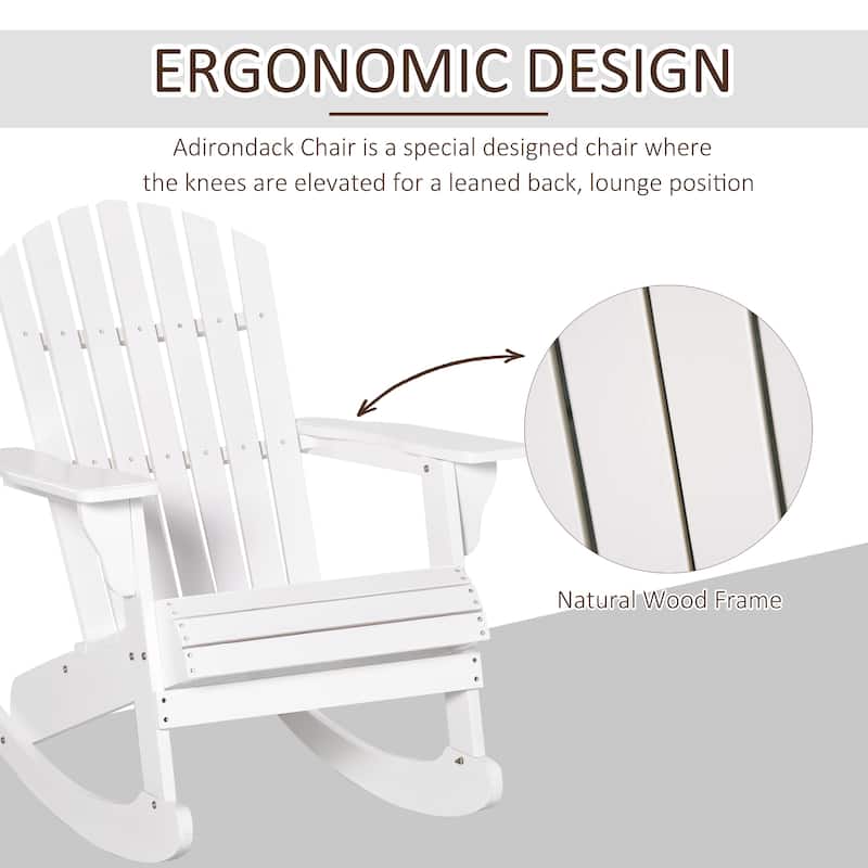 Fir Wood Outdoor Rocking Chair Ergonomic Comfortable Porch Balcony Backyard Chair - 30.25" L x 37" W x 38.25" H