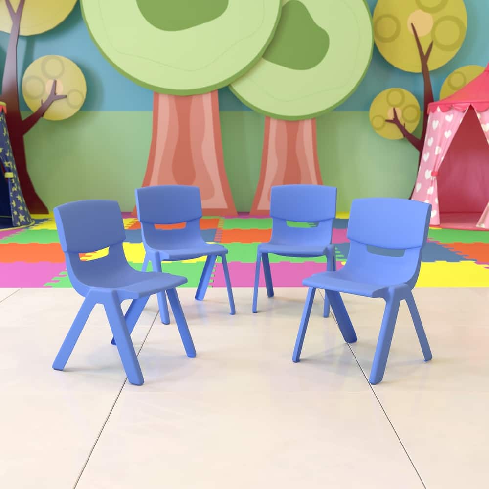 4 Pack Plastic Stackable Pre-K/School Chairs with 10.5"H Seat