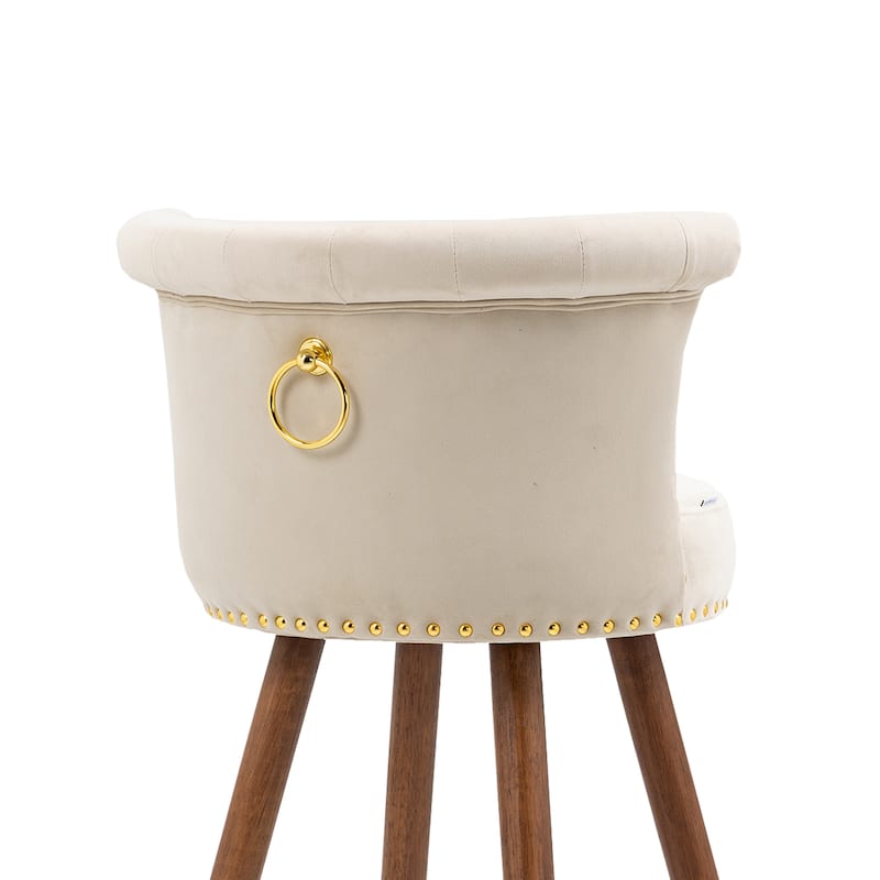COOLMORE Vintage Upholstered Bar Stools with Backrest and Footrest, Fixed Height 360° Rotation for Kitchen, Dining, Home Bar