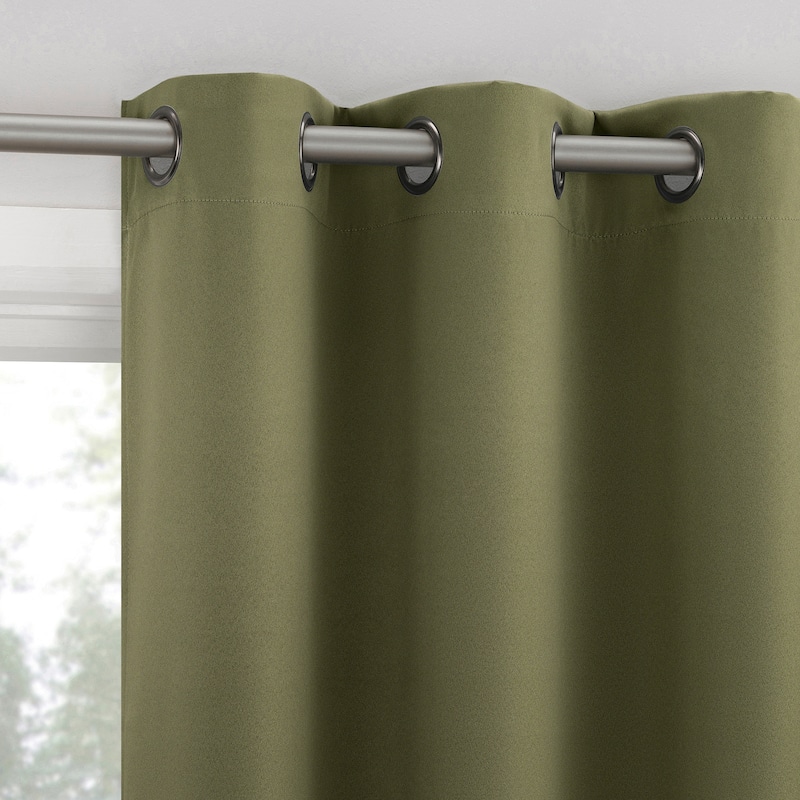 Sun Zero Sheridan Dual-Sided Magnetic Closure Total Blackout Grommet 2-Piece Curtain Panel Pair - 40" x 63" - Sage Green