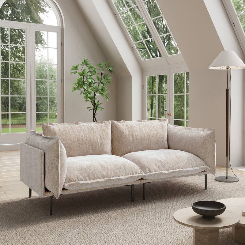 Living Room Furniture Loveseat for Small Space, Velvet Sectional Sofa Deep Seat Upholstered Cloud Modular Couch - Loveaseat