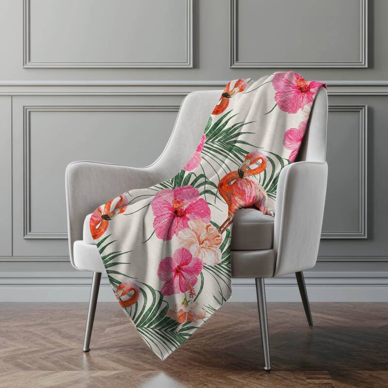 Premium Machine Washable ASB207 Flamingo Sherpa Throw Blanket