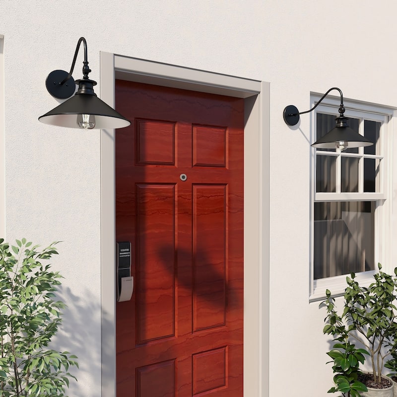 2 Pack 1-Light Outdoor Black Finish Barn Light