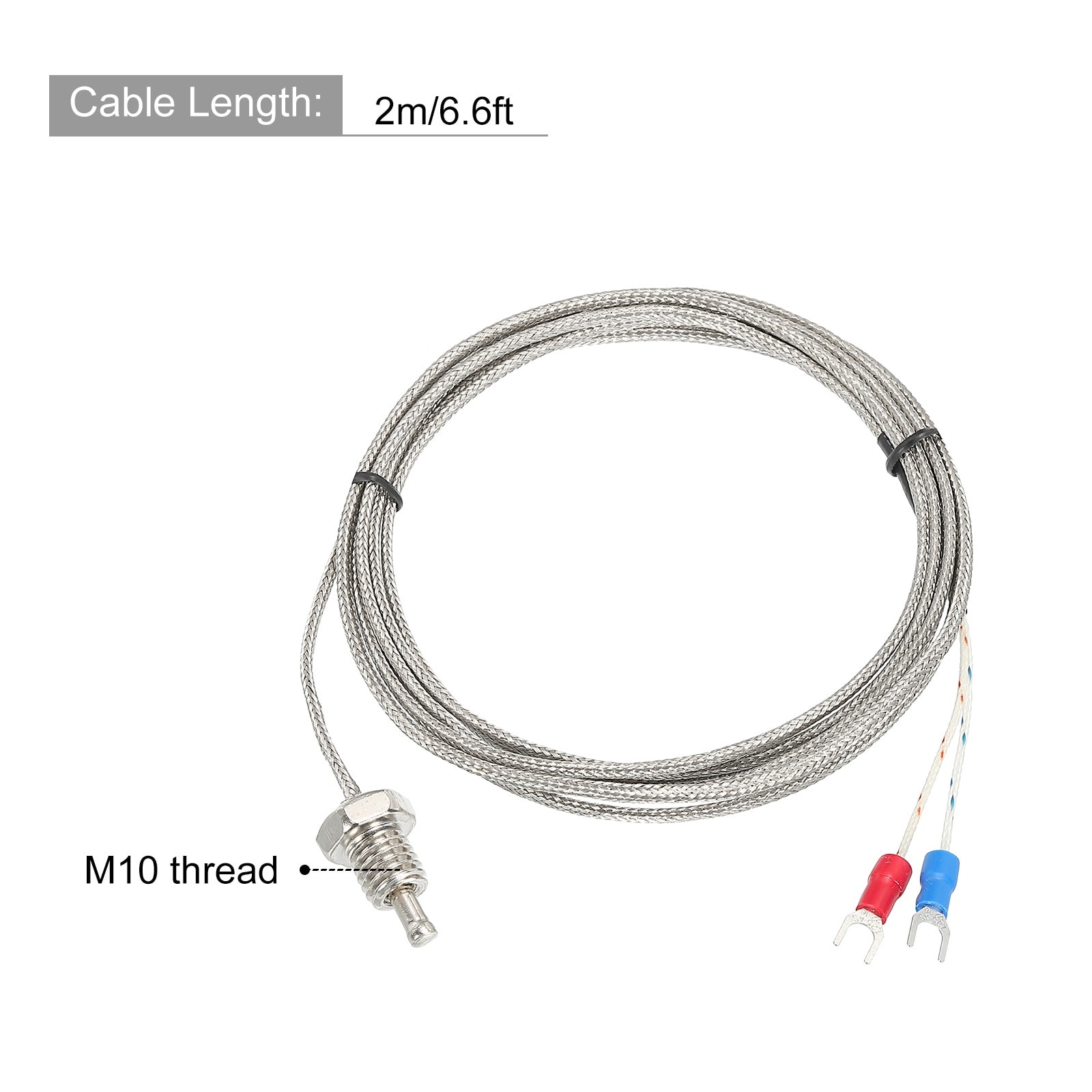 K Type Temperature Sensor 3pcs M10 Thermocouple 2m 0 to 800°C(32 to 1472°F) - Silver
