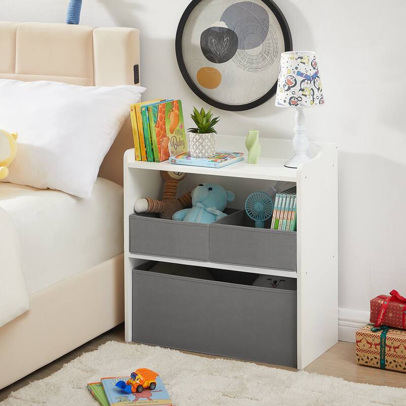 VECELO Kids Bookshelf Wood Toy Storage Organizer Cabinet Children Bookcase