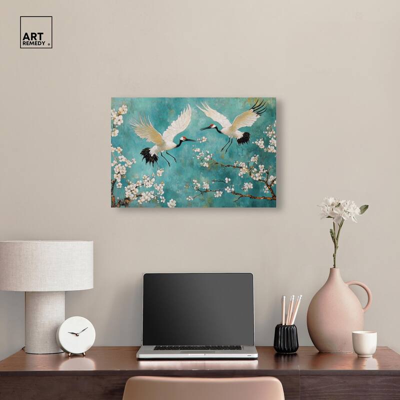 Gentle Tiger Nap Canvas Elegant Birds by Art Remedy, Gallery Wrapped