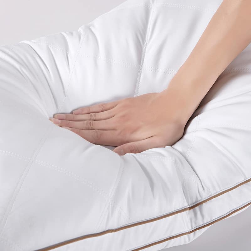 Goose Feather Down Pillows Diamond Quilted Fabric with Gusset - White