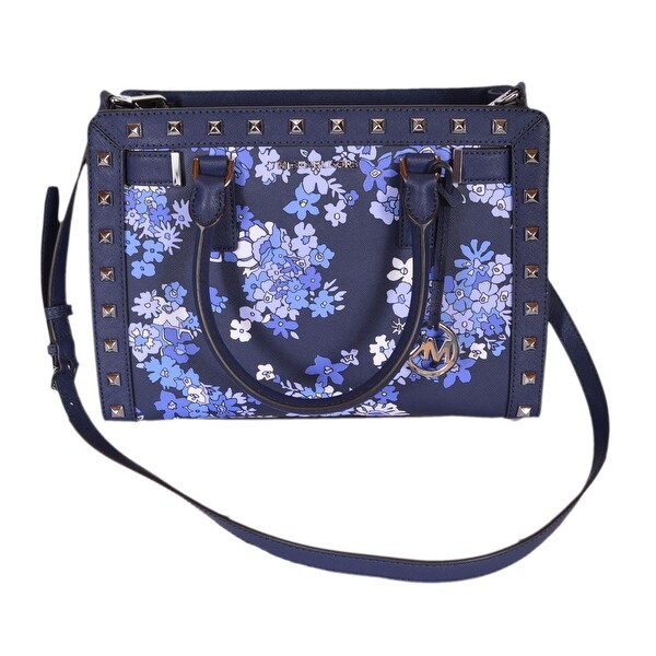 michael kors blue purse with flowers