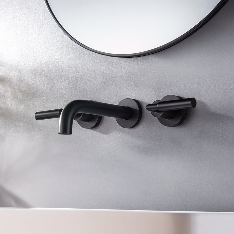 Double Handle Wall Mount Bathroom Sink Faucet, Gold/Black